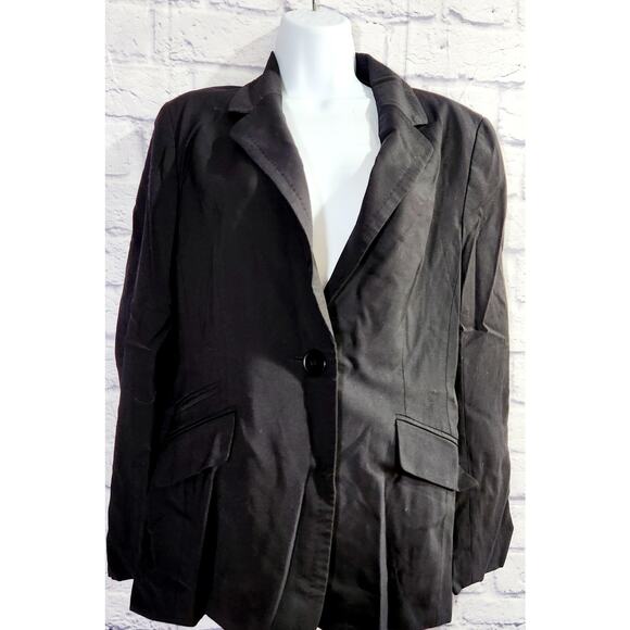 Talbots Black Single Button Long Sleeve Blazer 12 Lined Wool Lightweight - Picture 1 of 6